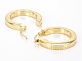 14k Yellow Gold Diamond-Cut Square Tube 7/8" Hoop Earrings