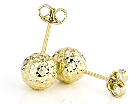 14k Yellow Gold 8mm Diamond-Cut Ball Stud Earrings