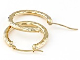 14k Yellow Gold 1 1/32" Diamond-Cut Hoop Earrings