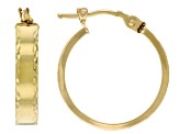 14k Yellow Gold 3/4" Diamond-Cut Edge Hoop Earrings