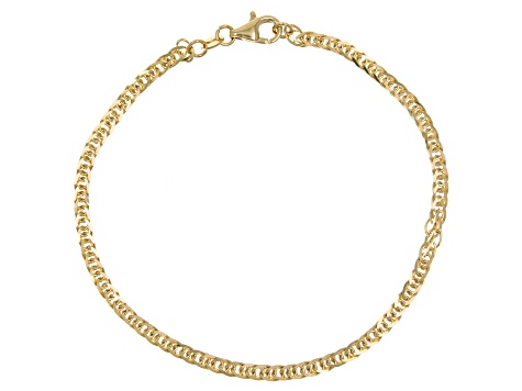 14k Yellow Gold Solid Diamond-Cut Wheat Link Bracelet