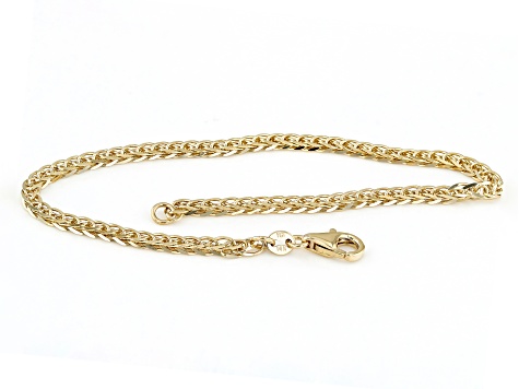 14k Yellow Gold Solid Diamond-Cut Wheat Link Bracelet