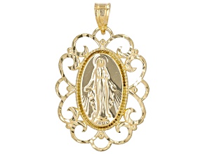 10k Yellow Gold Holy Mary Filigree Design Pendant