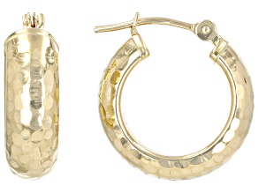 14k Yellow Gold Diamond-Cut Hoop Earrings
