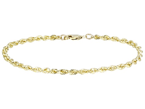 14k Yellow Gold 3mm Solid Rope Link Bracelet