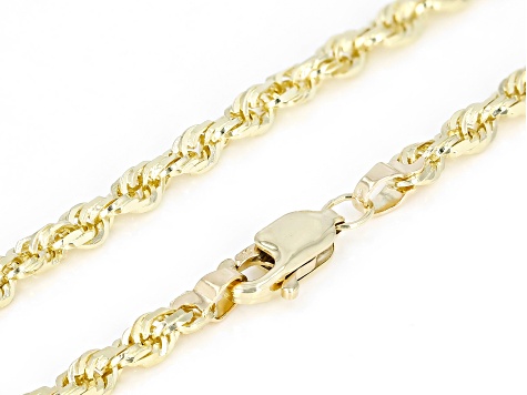 14k Yellow Gold 3mm Solid Rope Link Bracelet