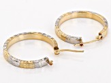 14k Yellow Gold & 14k White Gold 15/16" Diamond-Cut Hoop Earrings