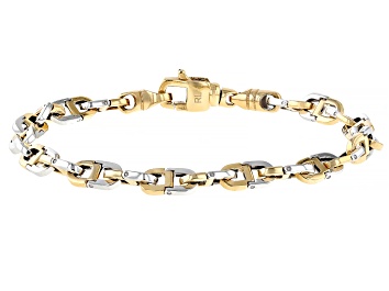 Picture of 14k Yellow Gold & Rhodium Over 14k Yellow Gold 6mm Solid Designer Mariner Link Bracelet