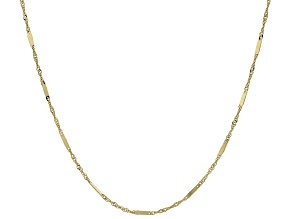 14k Yellow Gold 1.2mm Solid Singapore Link Bar Station 18 Inch Chain