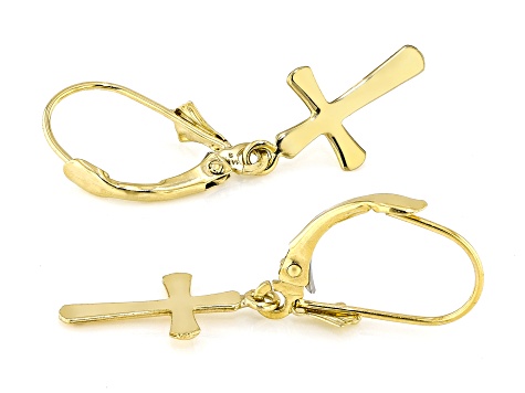 14k Yellow Gold Cross Earrings - DOM674 | JTV