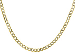 10k Yellow Gold & Rhodium Over 10k Yellow Gold 4.7mm Curb 24 Inch Chain