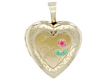 Picture of 10k Yellow Gold Enamel Heart Locket Pendant