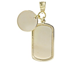 14k Yellow Gold Tag Pendant With Disc Charm