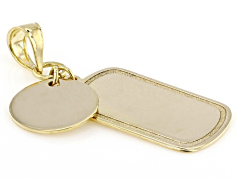 14k Yellow Gold Tag Pendant With Disc Charm