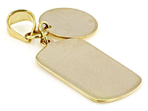 14k Yellow Gold Tag Pendant With Disc Charm DOM707 JTV