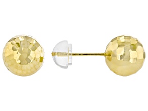 10k Yellow Gold 8mm Hammered Ball Stud Earrings