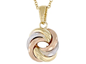 14k Tri-Color Gold "Love Knot" Pendant with Chain