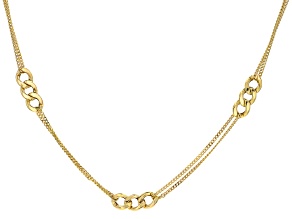10k Yellow Gold Curb Link Station Necklace