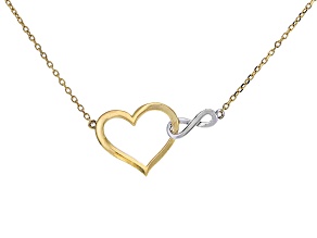 10k Yellow Gold and Rhodium Over 10k White Gold Two-Tone Infinity Heart Necklace