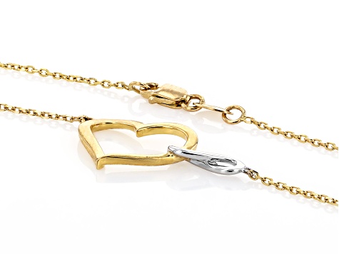 10k Yellow Gold and Rhodium Over 10k White Gold Two-Tone Infinity Heart Necklace