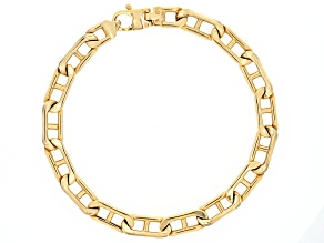 10k Yellow Gold 7mm Mariner Link Station Bracelet