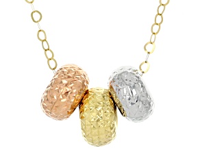 14k Yellow, White and Rose Gold Tri-Color Round Charm Necklace