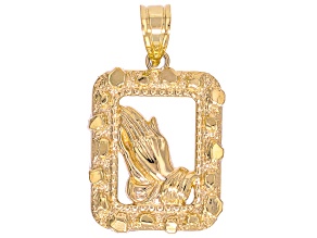 14k Yellow Gold Praying Hands Pendant
