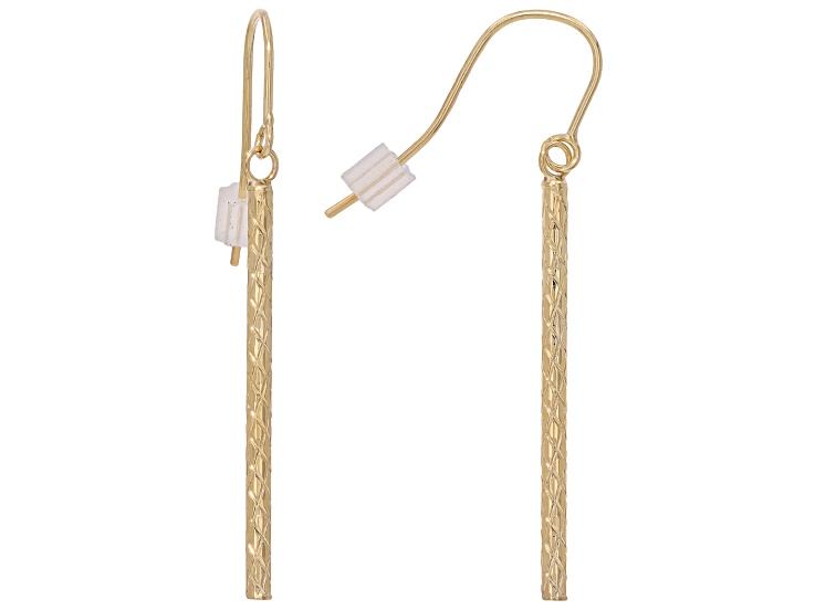 14k Yellow Gold Diamond Cut Drop Earrings - DOM862 | JTV