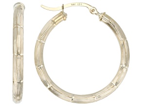14k Yellow Gold Diamond Cut Hoop Earrings