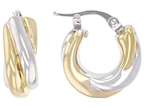 14k Yellow Gold and Rhodium Over 14k White Gold Two-Tone Hoop Earrings