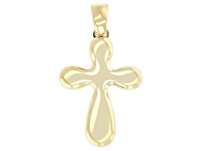 14k Yellow Gold Puffed Cross Pendant