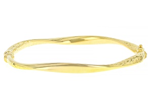 10k Yellow Gold Diamond Cut Twist Bangle Bracelet
