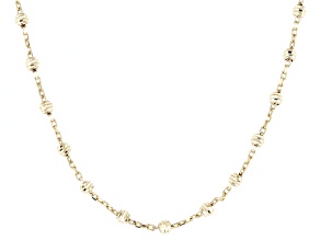 14k Yellow Gold 2mm Diamond Cut Bead Station Necklace