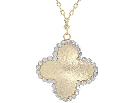 14k Gold Two-Tone Satin Clover 18" Necklace