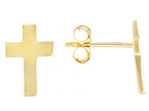 14k Yellow Gold Cross Stud Earrings