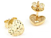 14k Yellow Gold Diamond Cut Heart Stud Earrings