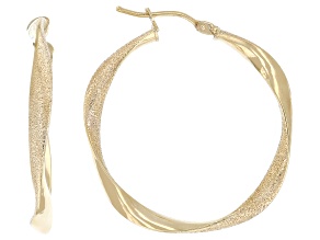10k Yellow Gold 1.25" Twisted Hoop Earrings