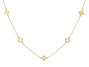 14k Yellow Gold Polished Clover 26 Inch Station Necklace
