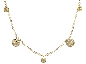 14k Yellow Gold Textured Disc Station 24" Necklace