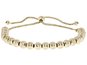 14k Yellow Gold Diamond Cut 5mm Bead Adjustable Bolo Bracelet