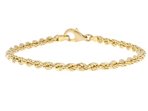 14k Yellow Gold 3.7mm Diamond Cut Rope Bracelet