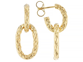 14k Yellow Gold Diamond Cut Dangle Earrings
