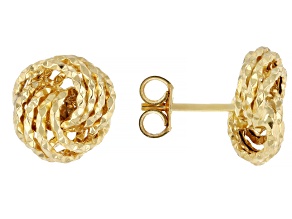 14K Yellow Gold Diamond Cut Love Knot Stud Earrings