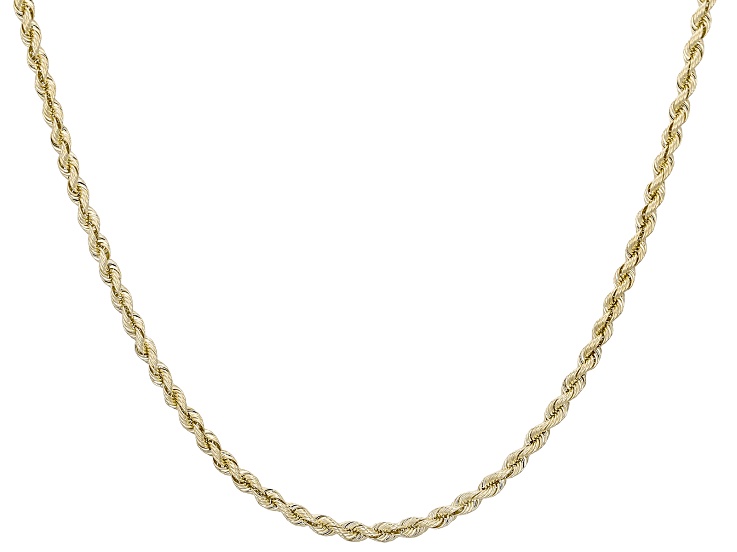 14K Yellow Gold 2.8mm Polished Rope 18 Inch Chain