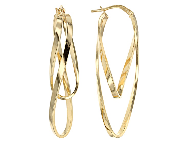 14k Yellow Gold Ballerina Hoops With A Sterling Silver Core