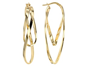 14k Yellow Gold Ballerina Hoops With A Sterling Silver Core