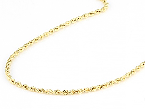 18K Yellow Gold 1.6MM Laser-Cut Rope 18 Inch Chain