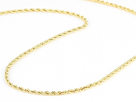 18K Yellow Gold 1.6MM Laser-Cut Rope 20 Inch Chain