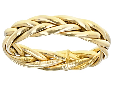 14K Yellow Gold with Sterling Silver Core Woven Band Ring