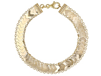 14K Yellow Gold 9.1MM Chevron Link Bracelet